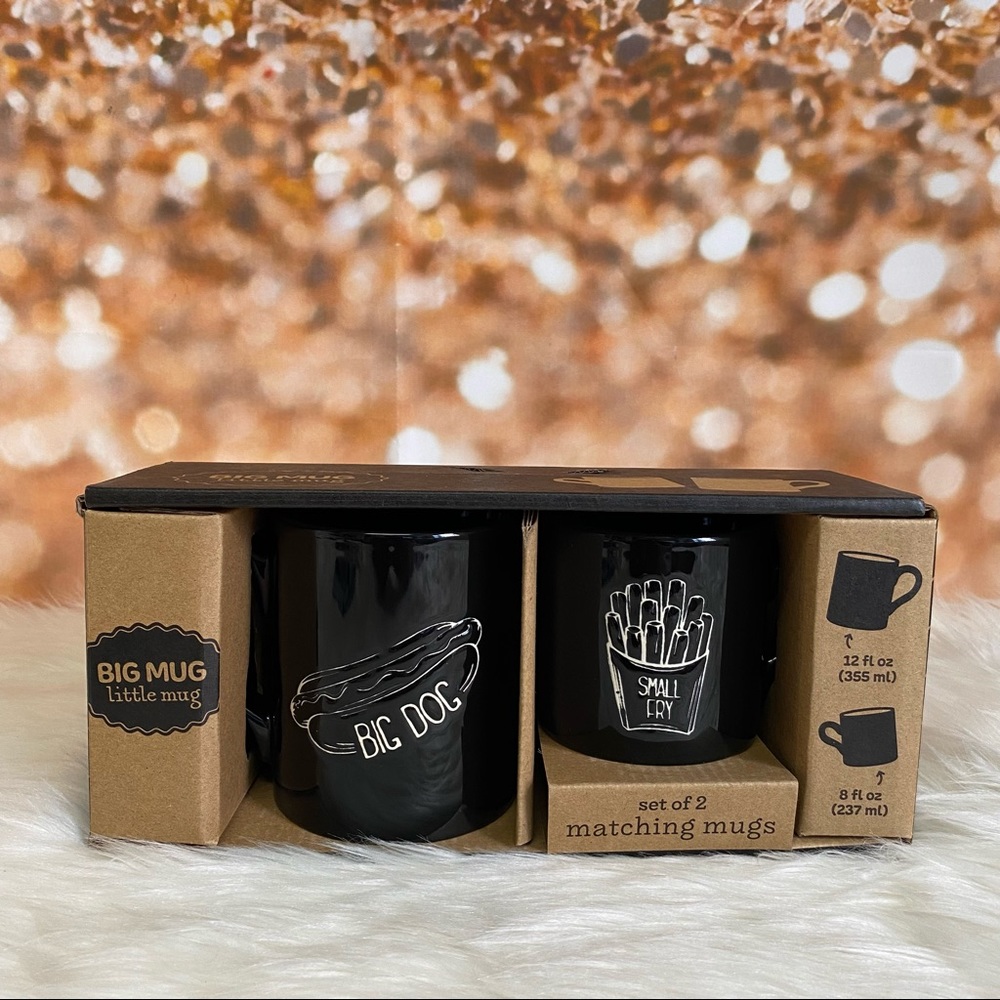 Matching Big Mug Little Mug Big Dog & Small Fry Black Mugs